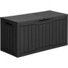 imageYITAHOME 80 Gallon Outdoor Storage Box Large Water Resistant Resin Deck Box Indoor Outdoor Lockable Storage Container for Patio Garden Cushions Tools Equipment Dark BrownBlack
