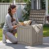 imageYITAHOME 80 Gallon Outdoor Storage Box Large Water Resistant Resin Deck Box Indoor Outdoor Lockable Storage Container for Patio Garden Cushions Tools Equipment Dark BrownTaupe