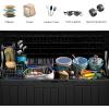 imageYITAHOME 80 Gallon Outdoor Storage Box Large Water Resistant Resin Deck Box Indoor Outdoor Lockable Storage Container for Patio Garden Cushions Tools Equipment Dark BrownBlack