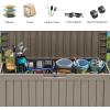 imageYITAHOME 80 Gallon Outdoor Storage Box Large Water Resistant Resin Deck Box Indoor Outdoor Lockable Storage Container for Patio Garden Cushions Tools Equipment Dark BrownTaupe