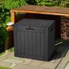 imageYITAHOME 80 Gallon Outdoor Storage Box Large Water Resistant Resin Deck Box Indoor Outdoor Lockable Storage Container for Patio Garden Cushions Tools Equipment Dark BrownBlack