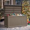 imageYITAHOME 80 Gallon Outdoor Storage Box Large Water Resistant Resin Deck Box Indoor Outdoor Lockable Storage Container for Patio Garden Cushions Tools Equipment Dark BrownTaupe