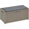 imageYITAHOME 80 Gallon Outdoor Storage Box Large Water Resistant Resin Deck Box Indoor Outdoor Lockable Storage Container for Patio Garden Cushions Tools Equipment Dark BrownTaupe