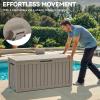 imageYITAHOME 80 Gallon Outdoor Storage Box Large Water Resistant Resin Deck Box Indoor Outdoor Lockable Storage Container for Patio Garden Cushions Tools Equipment Dark BrownTaupe