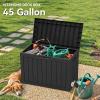 imageYITAHOME 80 Gallon Outdoor Storage Box Large Water Resistant Resin Deck Box Indoor Outdoor Lockable Storage Container for Patio Garden Cushions Tools Equipment Dark BrownBlack