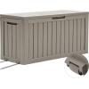 imageYITAHOME 80 Gallon Outdoor Storage Box Large Water Resistant Resin Deck Box Indoor Outdoor Lockable Storage Container for Patio Garden Cushions Tools Equipment Dark BrownTaupe