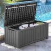 imageYITAHOME 80 Gallon Outdoor Storage Box Large Water Resistant Resin Deck Box Indoor Outdoor Lockable Storage Container for Patio Garden Cushions Tools Equipment Dark BrownDark Grey