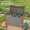 imageYITAHOME 80 Gallon Outdoor Storage Box Large Water Resistant Resin Deck Box Indoor Outdoor Lockable Storage Container for Patio Garden Cushions Tools Equipment Dark BrownTaupe