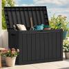 imageYITAHOME 80 Gallon Outdoor Storage Box Large Water Resistant Resin Deck Box Indoor Outdoor Lockable Storage Container for Patio Garden Cushions Tools Equipment Dark BrownBlack