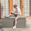 imageYITAHOME 80 Gallon Outdoor Storage Box Large Water Resistant Resin Deck Box Indoor Outdoor Lockable Storage Container for Patio Garden Cushions Tools Equipment Dark BrownLight Brown