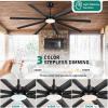 imageYITAHOME 80 Inch Industrial Ceiling Fan with Light and Remote Large Ceiling Fan with 8 Blades 3 Downrods 6 Speed 3 LED Colors Home or Commercial Ceiling Fans for Porch Garage Shop Black