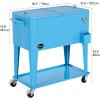 imageYITAHOME 80 Quart Patio Cooler Cart with Bottle Opener Drainage Portable Rolling Beverage Cart for Pool Deck Party CookoutsBlue