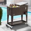 imageYITAHOME 80 Quart Patio Cooler Cart with Bottle Opener Drainage Portable Rolling Beverage Cart for Pool Deck Party CookoutsBrown