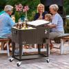 imageYITAHOME 80 Quart Patio Cooler Cart with Bottle Opener Drainage Portable Rolling Beverage Cart for Pool Deck Party CookoutsBrown