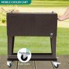 imageYITAHOME 80 Quart Patio Cooler Cart with Bottle Opener Drainage Portable Rolling Beverage Cart for Pool Deck Party CookoutsBrown