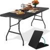 imageYITAHOME 8FT Folding Tables Heavy Duty Folding Table with Carrying Handle Plastic Fold up Table for Outdoor Camping Picnic PartiesIndoor Events BlackBlack