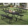 imageYITAHOME 8FT Folding Tables Heavy Duty Folding Table with Carrying Handle Plastic Fold up Table for Outdoor Camping Picnic PartiesIndoor Events BlackBlack