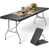 imageYITAHOME 8FT Folding Tables Heavy Duty Folding Table with Carrying Handle Plastic Fold up Table for Outdoor Camping Picnic PartiesIndoor Events BlackBlack
