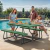 imageYITAHOME 8FT Folding Tables Heavy Duty Folding Table with Carrying Handle Plastic Fold up Table for Outdoor Camping Picnic PartiesIndoor Events BlackGreen