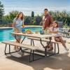 imageYITAHOME 8FT Folding Tables Heavy Duty Folding Table with Carrying Handle Plastic Fold up Table for Outdoor Camping Picnic PartiesIndoor Events BlackLight Brown
