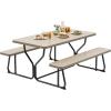 imageYITAHOME 8FT Folding Tables Heavy Duty Folding Table with Carrying Handle Plastic Fold up Table for Outdoor Camping Picnic PartiesIndoor Events BlackLight Brown