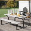 imageYITAHOME 8FT Folding Tables Heavy Duty Folding Table with Carrying Handle Plastic Fold up Table for Outdoor Camping Picnic PartiesIndoor Events BlackLight Gray