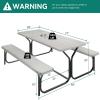 imageYITAHOME 8FT Folding Tables Heavy Duty Folding Table with Carrying Handle Plastic Fold up Table for Outdoor Camping Picnic PartiesIndoor Events BlackLight Gray