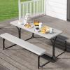 imageYITAHOME 8FT Folding Tables Heavy Duty Folding Table with Carrying Handle Plastic Fold up Table for Outdoor Camping Picnic PartiesIndoor Events BlackLight Gray