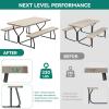 imageYITAHOME 8FT Folding Tables Heavy Duty Folding Table with Carrying Handle Plastic Fold up Table for Outdoor Camping Picnic PartiesIndoor Events BlackLight Brown
