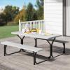 imageYITAHOME 8FT Folding Tables Heavy Duty Folding Table with Carrying Handle Plastic Fold up Table for Outdoor Camping Picnic PartiesIndoor Events BlackLight Gray