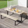 imageYITAHOME 8FT Folding Tables Heavy Duty Folding Table with Carrying Handle Plastic Fold up Table for Outdoor Camping Picnic PartiesIndoor Events BlackLight Brown