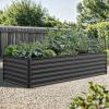 imageYITAHOME 8x4x2ft Large Raised Garden Bed Kit Galvanized Metal Planter Box with Gloves Ground Nails Support Rod ampamp Safety Rubber Outdoor Above Ground Planters for Plants Vegetables Flowers Black