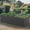 imageYITAHOME 8x4x2ft Large Raised Garden Bed Kit Galvanized Metal Planter Box with Gloves Ground Nails Support Rod ampamp Safety Rubber Outdoor Above Ground Planters for Plants Vegetables Flowers Black