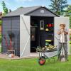 imageYITAHOME 8x62FT Resin Storage Unit sans Flooring AllWeather Plastic Shed with Window Vents and Secured Doors Outdoor Plastic Tool Cabin for Poolside Lawn Backyard Patio Dark Gray