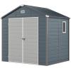 imageYITAHOME 8x62FT Resin Storage Unit sans Flooring AllWeather Plastic Shed with Window Vents and Secured Doors Outdoor Plastic Tool Cabin for Poolside Lawn Backyard Patio Dark Gray