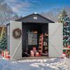 imageYITAHOME 8x62FT Resin Storage Unit sans Flooring AllWeather Plastic Shed with Window Vents and Secured Doors Outdoor Plastic Tool Cabin for Poolside Lawn Backyard Patio Dark Gray