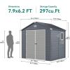 imageYITAHOME 8x62FT Resin Storage Unit sans Flooring AllWeather Plastic Shed with Window Vents and Secured Doors Outdoor Plastic Tool Cabin for Poolside Lawn Backyard Patio Dark Gray