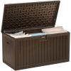 imageYITAHOME 90 Gallon Large Deck Box DoubleWall Resin Outdoor Storage Boxes Deck Storage for Patio Furniture Cushions Pool Float Garden Tools Lockable ampamp Waterproof BlackBrown