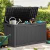 imageYITAHOME 90 Gallon Large Deck Box DoubleWall Resin Outdoor Storage Boxes Deck Storage for Patio Furniture Cushions Pool Float Garden Tools Lockable ampamp Waterproof BlackDark Gray