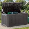 imageYITAHOME 90 Gallon Large Deck Box DoubleWall Resin Outdoor Storage Boxes Deck Storage for Patio Furniture Cushions Pool Float Garden Tools Lockable ampamp Waterproof BlackDark Brown