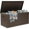 imageYITAHOME 90 Gallon Large Deck Box DoubleWall Resin Outdoor Storage Boxes Deck Storage for Patio Furniture Cushions Pool Float Garden Tools Lockable ampamp Waterproof BlackDark Brown