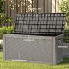 imageYITAHOME 90 Gallon Large Deck Box DoubleWall Resin Outdoor Storage Boxes Deck Storage for Patio Furniture Cushions Pool Float Garden Tools Lockable ampamp Waterproof BlackTaupe