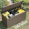 imageYITAHOME 90 Gallon Large Deck Box DoubleWall Resin Outdoor Storage Boxes Deck Storage for Patio Furniture Cushions Pool Float Garden Tools Lockable ampamp Waterproof BlackLight Brown