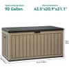 imageYITAHOME 90 Gallon Large Deck Box DoubleWall Resin Outdoor Storage Boxes Deck Storage for Patio Furniture Cushions Pool Float Garden Tools Lockable ampamp Waterproof BlackBlackBrown