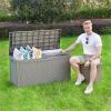 imageYITAHOME 90 Gallon Large Deck Box DoubleWall Resin Outdoor Storage Boxes Deck Storage for Patio Furniture Cushions Pool Float Garden Tools Lockable ampamp Waterproof BlackTaupe