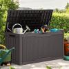 imageYITAHOME 90 Gallon Large Deck Box DoubleWall Resin Outdoor Storage Boxes Deck Storage for Patio Furniture Cushions Pool Float Garden Tools Lockable ampamp Waterproof BlackDark Brown