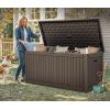 imageYITAHOME 90 Gallon Large Deck Box DoubleWall Resin Outdoor Storage Boxes Deck Storage for Patio Furniture Cushions Pool Float Garden Tools Lockable ampamp Waterproof BlackDark Brown