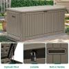 imageYITAHOME 90 Gallon Large Deck Box DoubleWall Resin Outdoor Storage Boxes Deck Storage for Patio Furniture Cushions Pool Float Garden Tools Lockable ampamp Waterproof BlackLight Brown