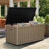 imageYITAHOME 90 Gallon Large Deck Box DoubleWall Resin Outdoor Storage Boxes Deck Storage for Patio Furniture Cushions Pool Float Garden Tools Lockable ampamp Waterproof BlackBlackBrown