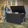 imageYITAHOME 90 Gallon Large Deck Box DoubleWall Resin Outdoor Storage Boxes Deck Storage for Patio Furniture Cushions Pool Float Garden Tools Lockable ampamp Waterproof BlackGrayishblack